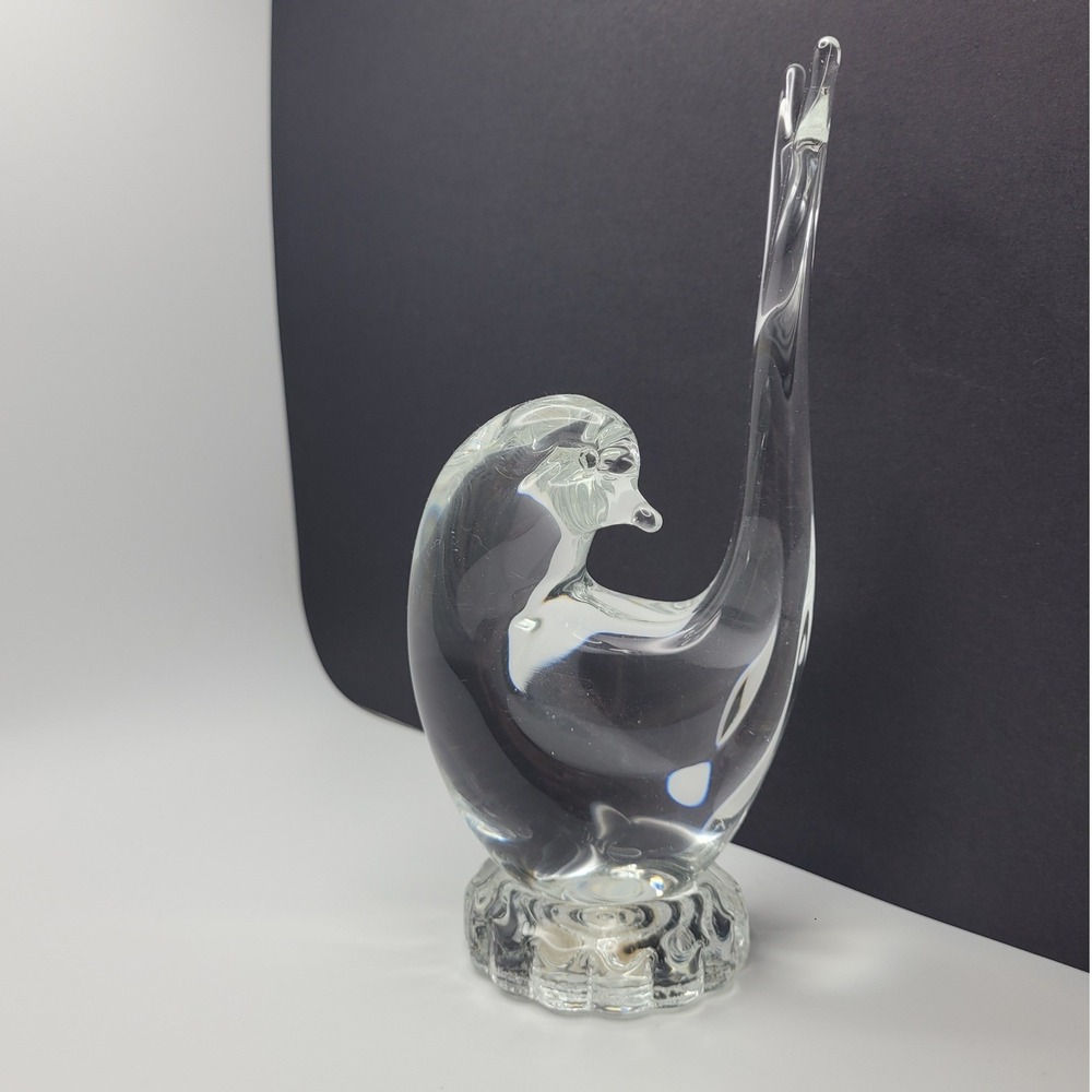 Murano Italy Clear Glass Bird Figurine Clear Art Hand Blown Sculpture